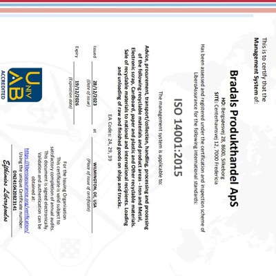 Miljøcertificering ISO 14001 Billede